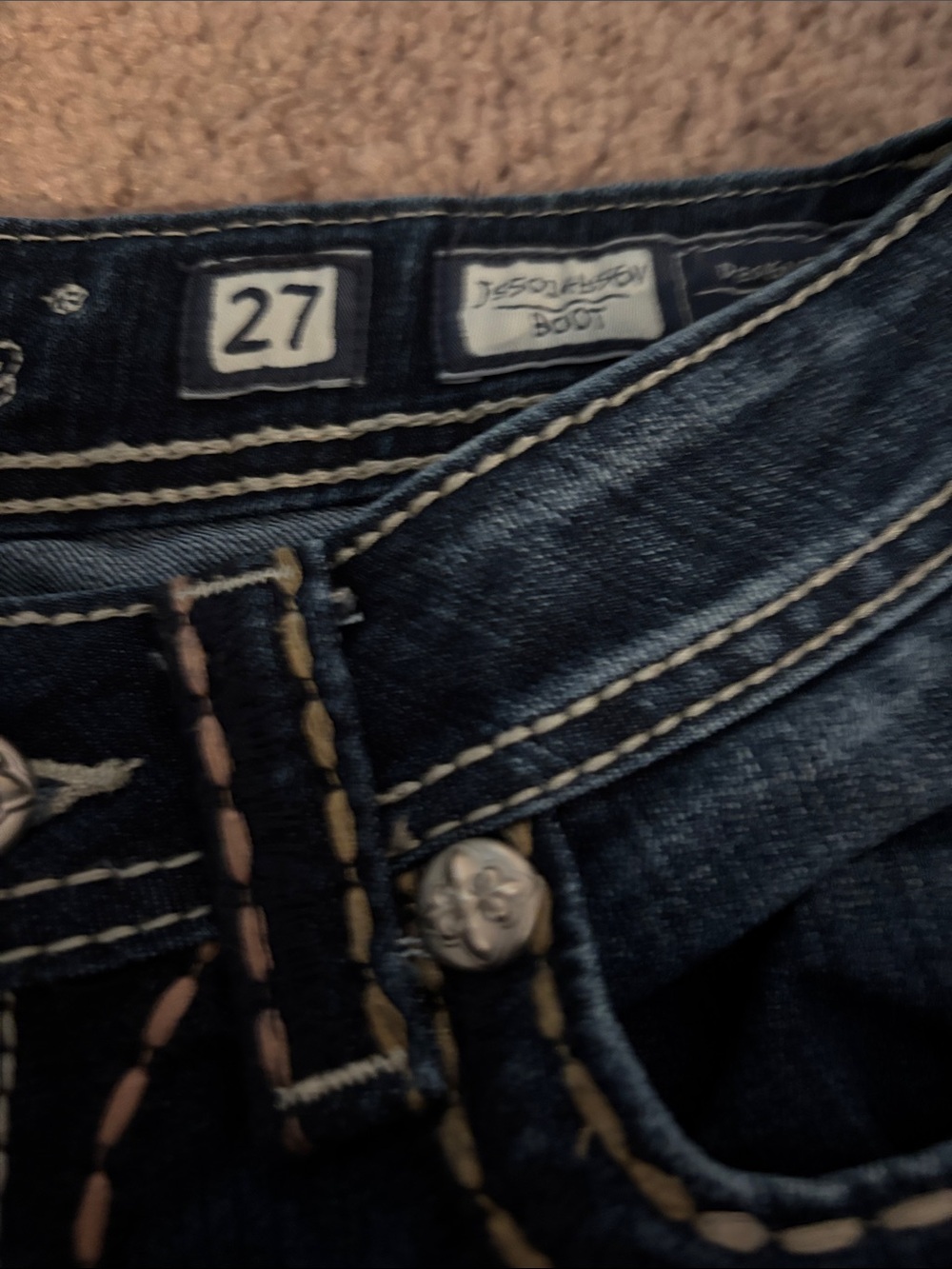 Miss Me Dark Indigo Bootcut Jeans with Embroidered Pocket - Picture 6 of 11